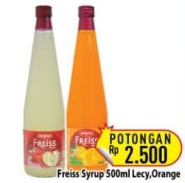 Promo Harga Freiss Syrup Squash Lychee, Orange 500 ml - Hypermart