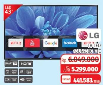 Promo Harga LG 43UN7300PTC | 43 inci 4K Smart UHD TV  - Lotte Grosir