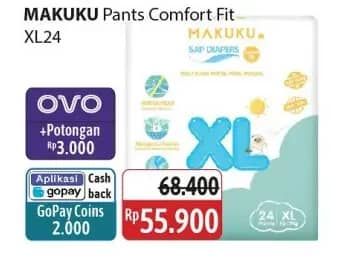 Promo Harga Makuku Comfort Fit Diapers Pants XL24 24 pcs - Alfamidi