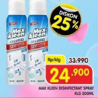 Promo Harga MAX KLEEN Disinfectant Spray 200 ml - Superindo