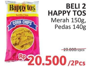 Promo Harga Happy Tos Tortilla Chips Merah, Hot Chili 140 gr - Alfamidi