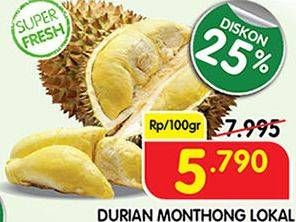 Promo Harga Durian Monthong per 100 gr - Superindo