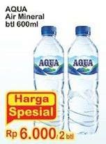 Promo Harga AQUA Air Mineral per 2 botol 600 ml - Indomaret