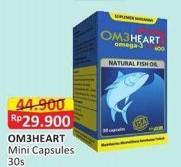Promo Harga OM3HEART Fish Oil Omega 3 Mini 30 pcs - Alfamart