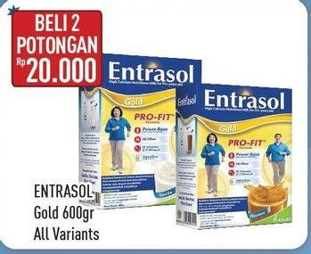 Promo Harga ENTRASOL Gold Susu Bubuk All Variants per 2 box 600 gr - Hypermart