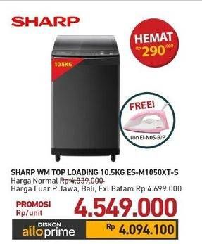 Promo Harga Sharp ES-M1050XT-SA Top Load 10.5 Kg New Megamouth Series 2.0  - Carrefour