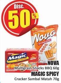 Promo Harga NOVA Multigrain Snacks BBQ 60g/ MAGIC SPICY Cracker Sambal Matah 70g  - Hari Hari