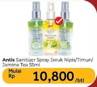 Promo Harga Antis Hand Sanitizer Jasmine Tea, Jeruk Nipis, Timun 55 ml - Carrefour