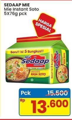 Promo Harga Sedaap Mie Kuah Soto per 5 pcs 75 gr - Indomaret
