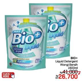 Promo Harga Max Bio Detergent Liquid Wangi Bersih 1600 ml - LotteMart