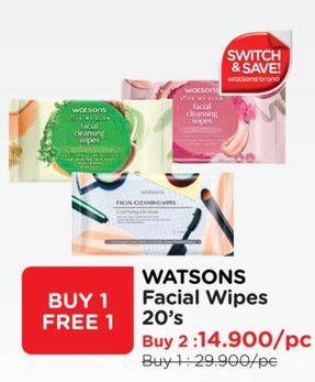 Promo Harga WATSONS Facial Cleansing Wipes 20 pcs - Watsons