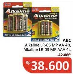 Promo Harga ABC Battery Alkaline LR03/AAA, LR6/AA 4 pcs - Alfamidi