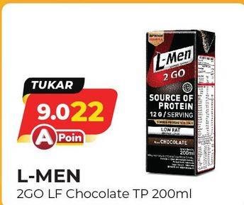 Promo Harga L-MEN Susu UHT Whey Protein 2 Go Chocolate 200 ml - Alfamart