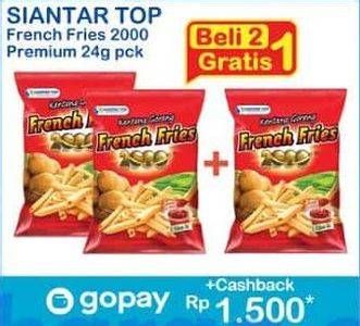 Promo Harga Siantar Top FRENCH FRIES 2000 Kentang Goreng 24 gr - Indomaret