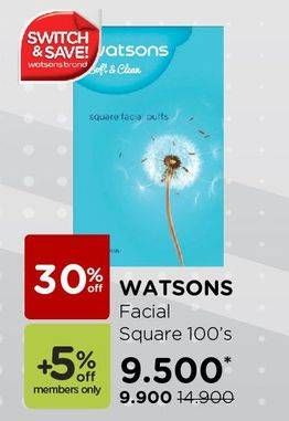 Promo Harga WATSONS Square Puff 100 pcs - Watsons