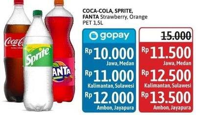 Coca-cola, Sprite, Fanta Strawberry, Orange PET 1.5L