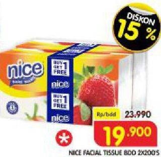Promo Harga NICE Facial Tissue Soft Pack per 2 bag 200 sheet - Superindo