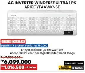 Promo Harga Samsung AR10CYFAAWKNSE | AC Inverter Windfree Ultra 1 PK  - COURTS