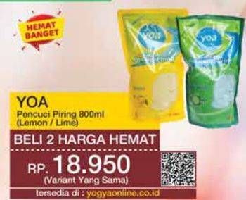 Promo Harga YOA Pencuci Piring Lemon, Lime 800 ml - Yogya