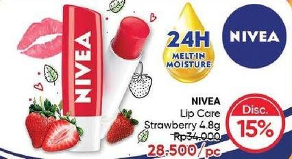 Promo Harga Nivea Lip Balm Strawberry Shine 4 gr - Guardian