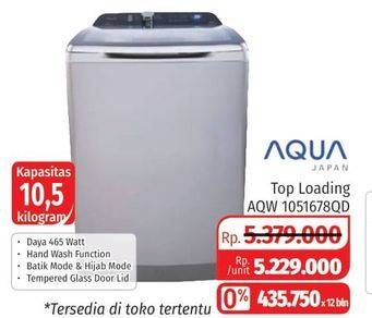 Promo Harga AQUA AQW-1051678QD | Washing Machine Top Loading 10.5kg 465 Watt  - Lotte Grosir