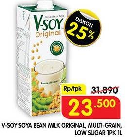 Promo Harga V-SOY Soya Bean Milk Low Sugar, Original, Multi Grain 1000 ml - Superindo