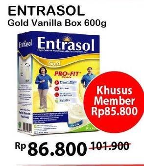 Promo Harga ENTRASOL Gold Susu Bubuk Vanilla 600 gr - Alfamart