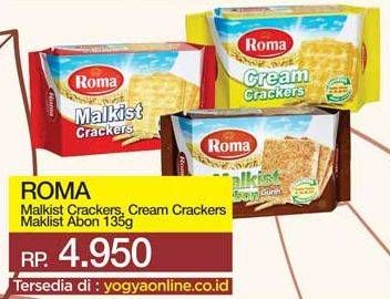 Promo Harga ROMA Malkist Abon, Crackers, Cream Crackers 135 gr - Yogya