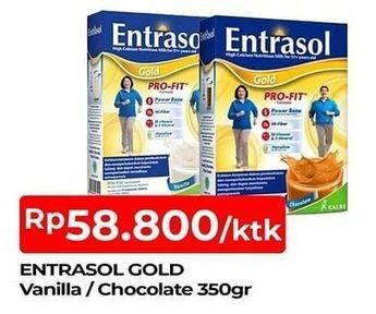 Promo Harga ENTRASOL Gold Susu Bubuk Chocolate, Vanilla 370 gr - TIP TOP