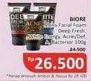 Promo Harga BIORE MENS Facial Foam Double Scrub Deep Fresh, Double Scrub White Energy, Double Scrub Acne Bacterior 100 gr - Alfamidi
