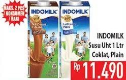 Promo Harga INDOMILK Susu UHT Full Cream Plain, Cokelat 1 ltr - Hypermart