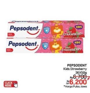 Promo Harga Pepsodent Pasta Gigi Kids Strawberry 50 gr - LotteMart
