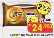 Promo Harga SARI ROTI Manis Sobek Coklat per 2 pcs - Superindo