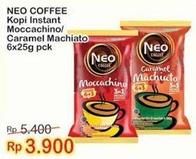 Promo Harga Neo Coffee 3 in 1 Instant Coffee Caramel Machiato, Moccachino per 6 sachet 25 gr - Indomaret