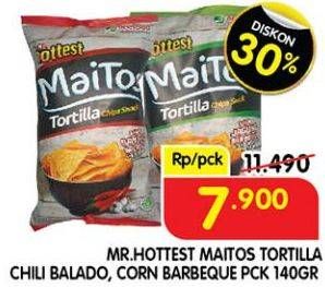 Promo Harga MR HOTTEST Maitos Tortilla Chips Sambal Balado, Jagung BBQ 140 gr - Superindo