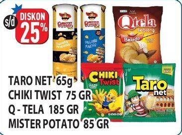 Promo Harga Taro Net/Chiki Twist Snack/Qtela Keripik Singkong/Mister Potato Snack Crisps  - Hypermart