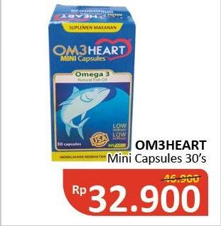 Promo Harga OM3HEART Fish Oil Omega 3 Mini 30 pcs - Alfamidi