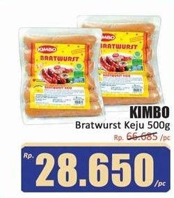 Promo Harga Kimbo Bratwurst Keju 500 gr - Hari Hari