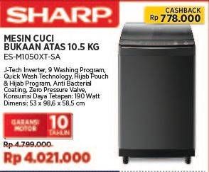 Promo Harga Sharp ES-M1050XT-SA Top Load 10.5 Kg New Megamouth Series 2.0  - COURTS