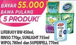 Promo Harga Lifebuoy Body Wash + Rinso + Sunlight + Wipol + Super Pell  - Hypermart