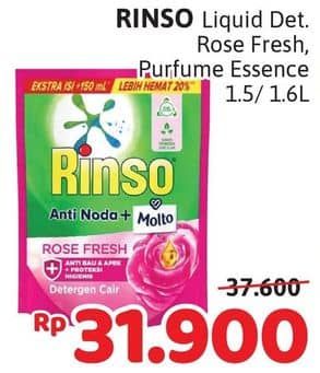 Promo Harga Rinso Liquid Detergent + Molto Pink Rose Fresh, + Molto Purple Perfume Essence 1500 ml - Alfamidi