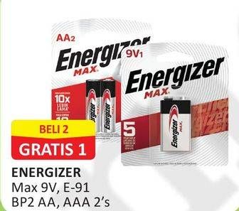 Promo Harga ENERGIZER Battery Alkaline Max AA E91, BP2, AAA 2 pcs - Alfamart