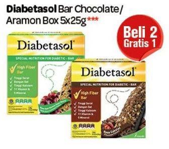 Promo Harga DIABETASOL Bar Chocolate, Aramon per 5 pcs 25 gr - Carrefour