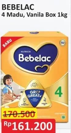 Promo Harga Bebelac 4 Susu Pertumbuhan Madu, Vanila 1000 gr - Alfamart