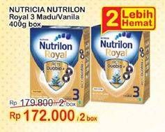 Promo Harga NUTRILON Royal 3 Susu Pertumbuhan Vanilla, Madu per 2 box 400 gr - Indomaret