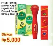 Promo Harga Fresh Care Minyak Angin Kayu Putih 10ml/Minyak Angin Press & Relax Strong 10ml  - Indomaret