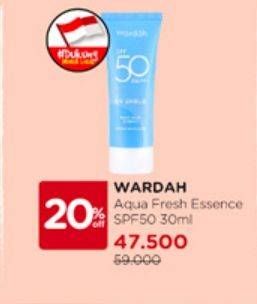 Promo Harga Wardah UV Shield Aqua Fresh Essence SPF 50 30 ml - Watsons