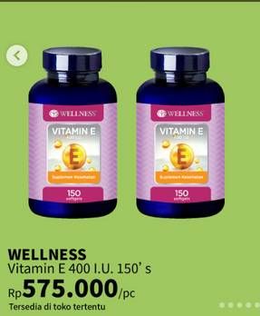 Promo Harga Wellness Vitamin E Natural 400IU 150 pcs - Guardian