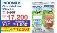 Promo Harga Indomilk Susu UHT Cokelat, Full Cream Plain 950 ml - Indomaret