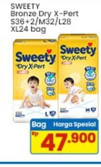 Promo Harga Sweety Bronze Pants Dry X-Pert S36+2, M32, L28, XL24 24 pcs - Indomaret